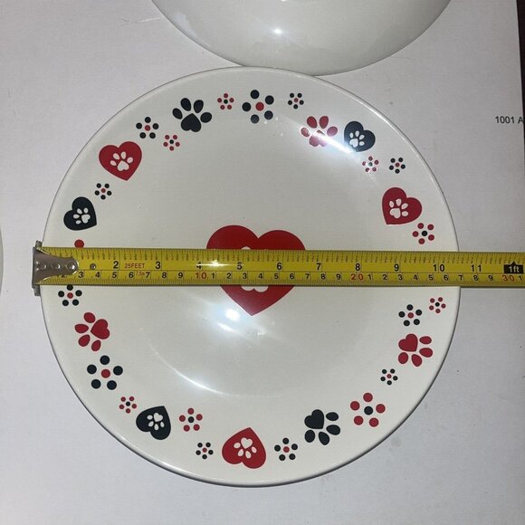 Temp-tations By Tara Dinner Plates 10.5" Pawfetti Set of 4 Paw Prints and Hearts - Picture 10 of 10